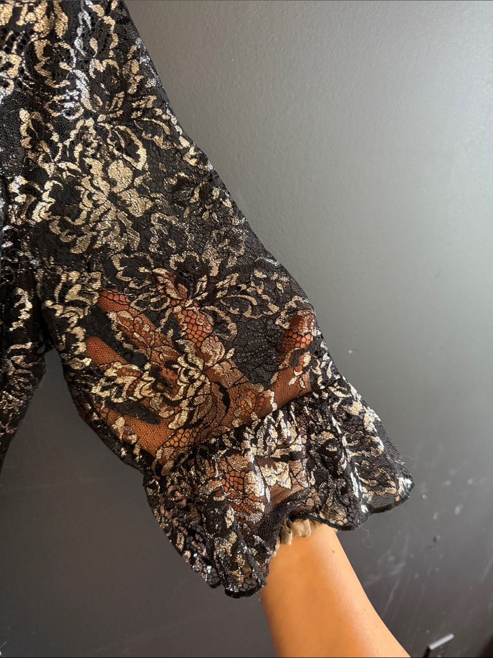 H&M x The Vampire’s Wife Black & Silver Lace-Pattern Women's Dress - Picture 7 of 7